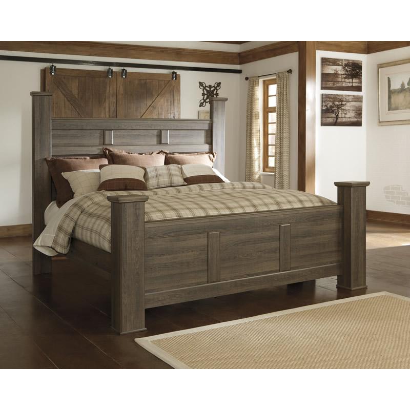 Ashley Juararo 3 Piece Poster Bed in Brown Size King