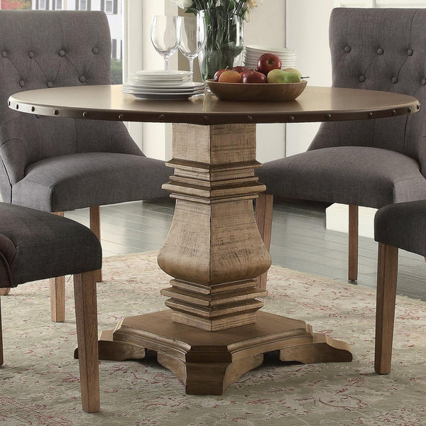 Homelegance Round Anna Claire Dining Table with Zinc Top & Pedestal Base 5428-45RD IMAGE 1