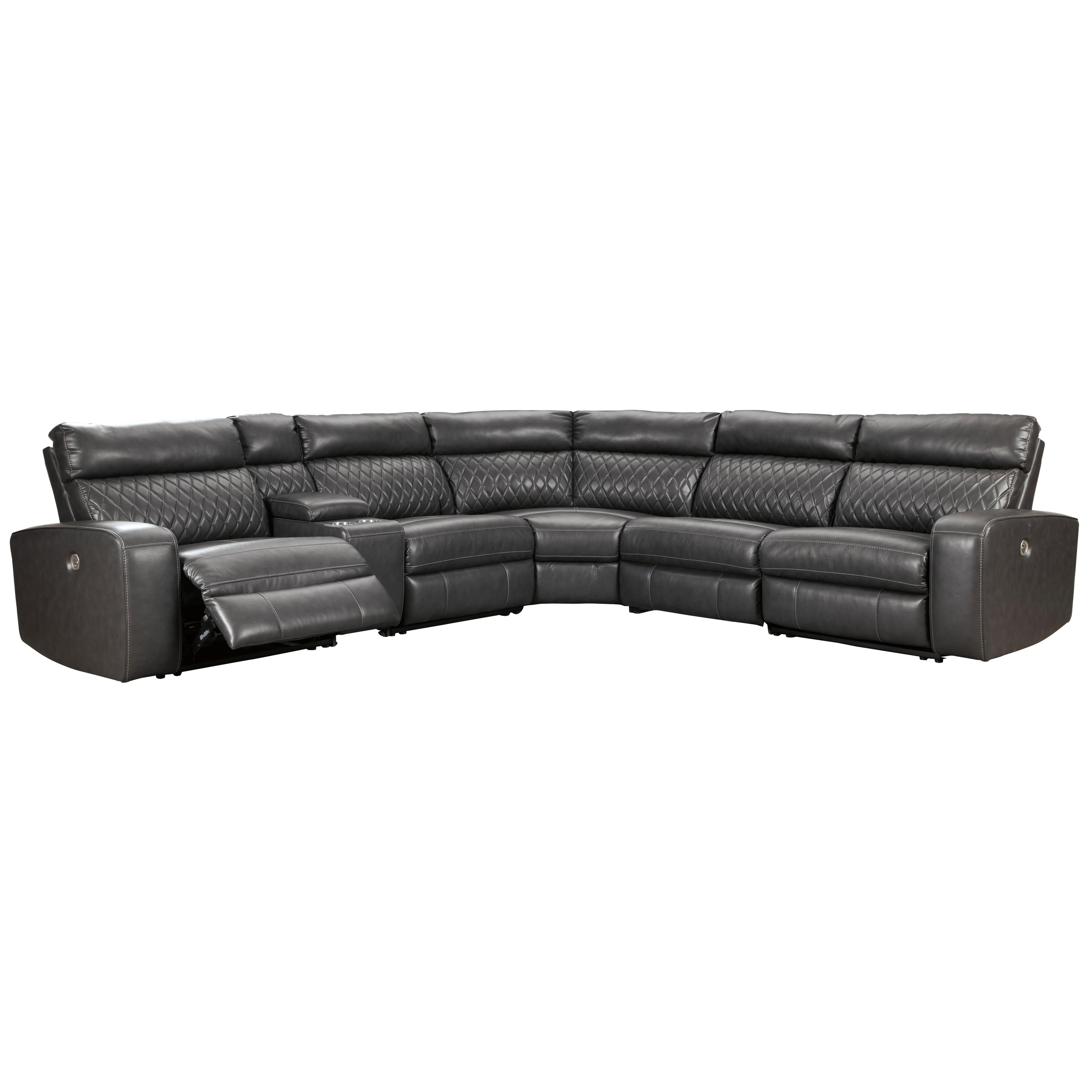 Signature Design by Ashley Samperstone Power Reclining Leather Look 6