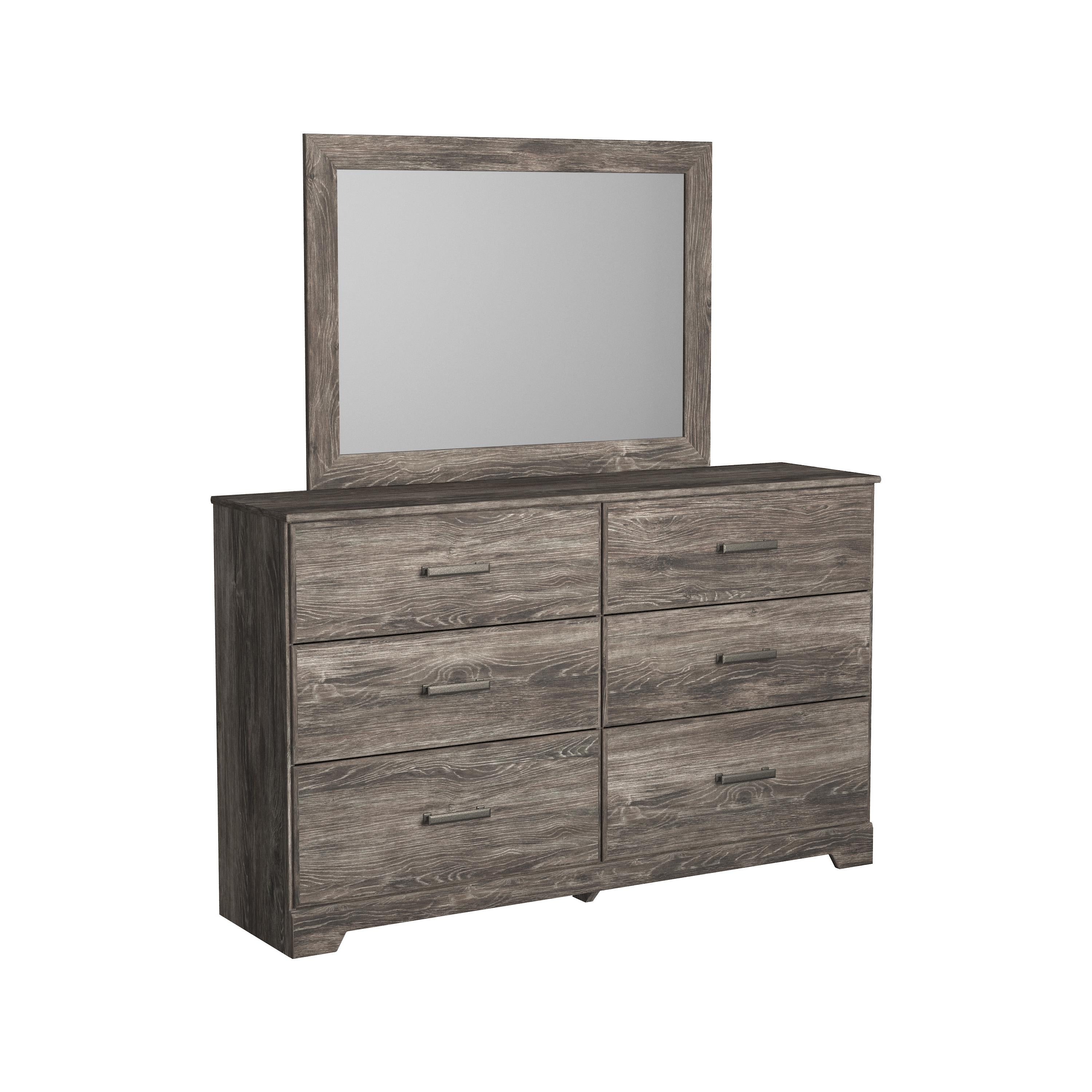 Ashley Ralinksi 6 Drawer Dresser and Mirror, Gray