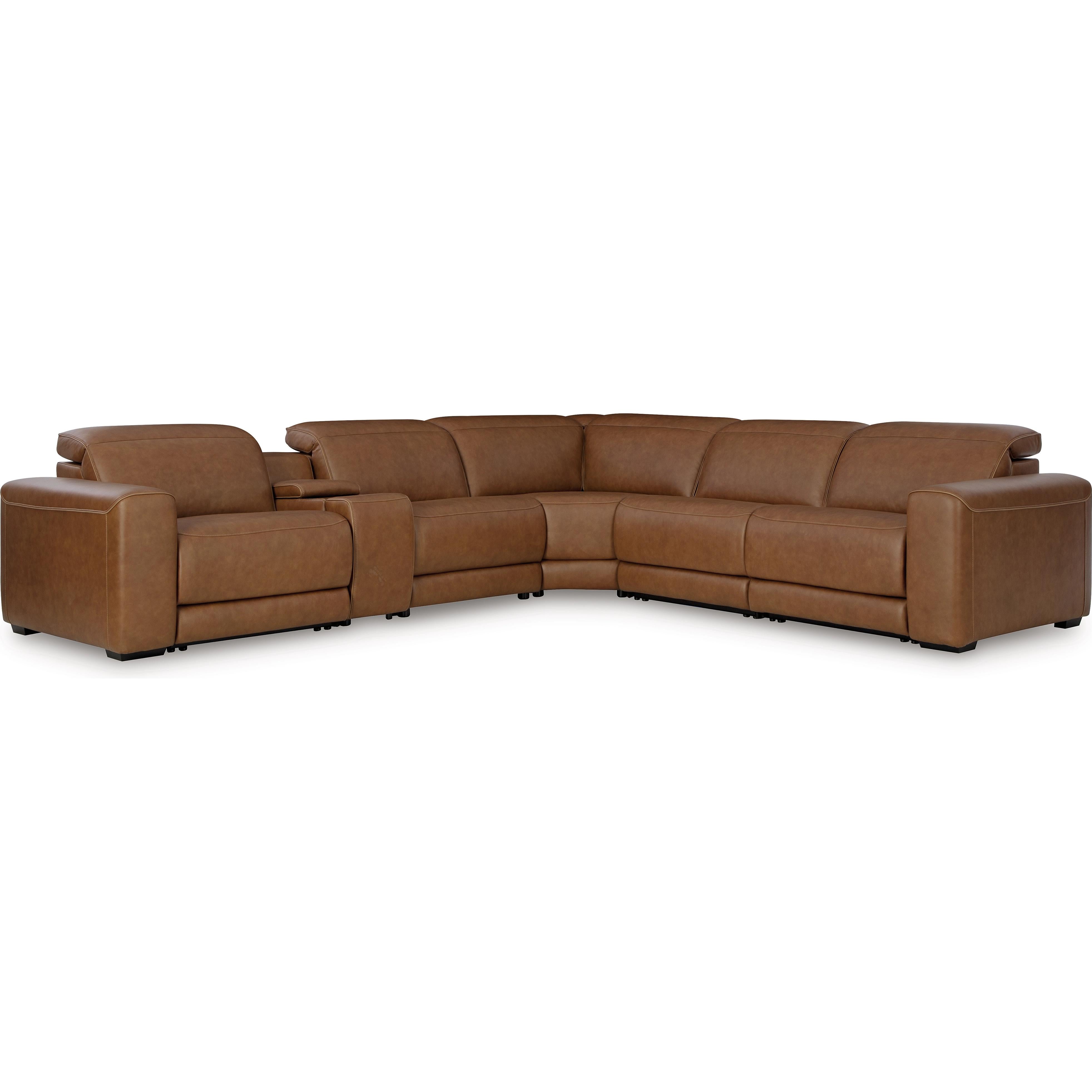 Signature Design by Ashley Magic Man Power Reclining Leather Match 6 p