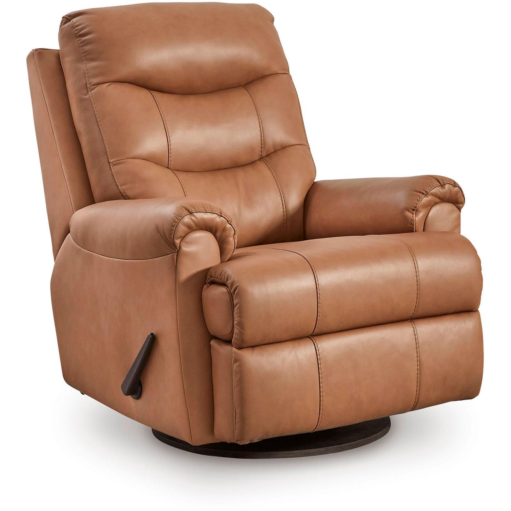Signature Design by Ashley Flynwood Swivel Glider Leather Match Reclin