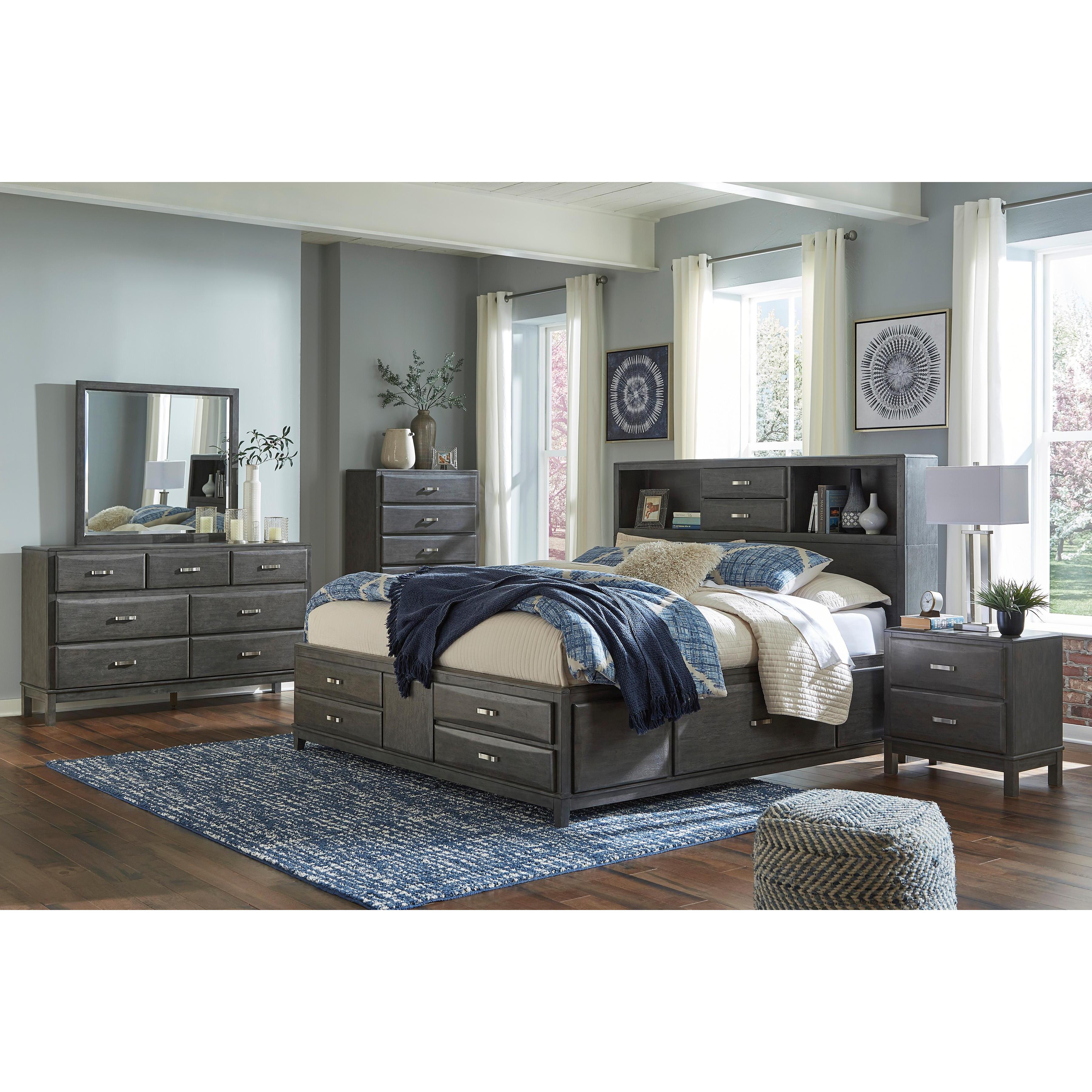 Signature Design by Ashley Caitbrook B476 7 pc Queen Bookcase Storage  Bedroom Set