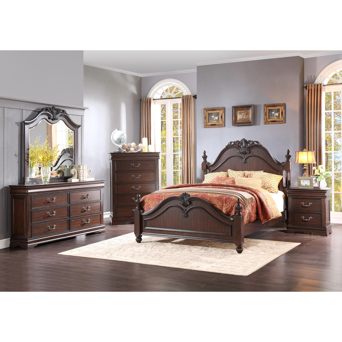 Mont Belvieu Dark Cherry E. King Panel Bed