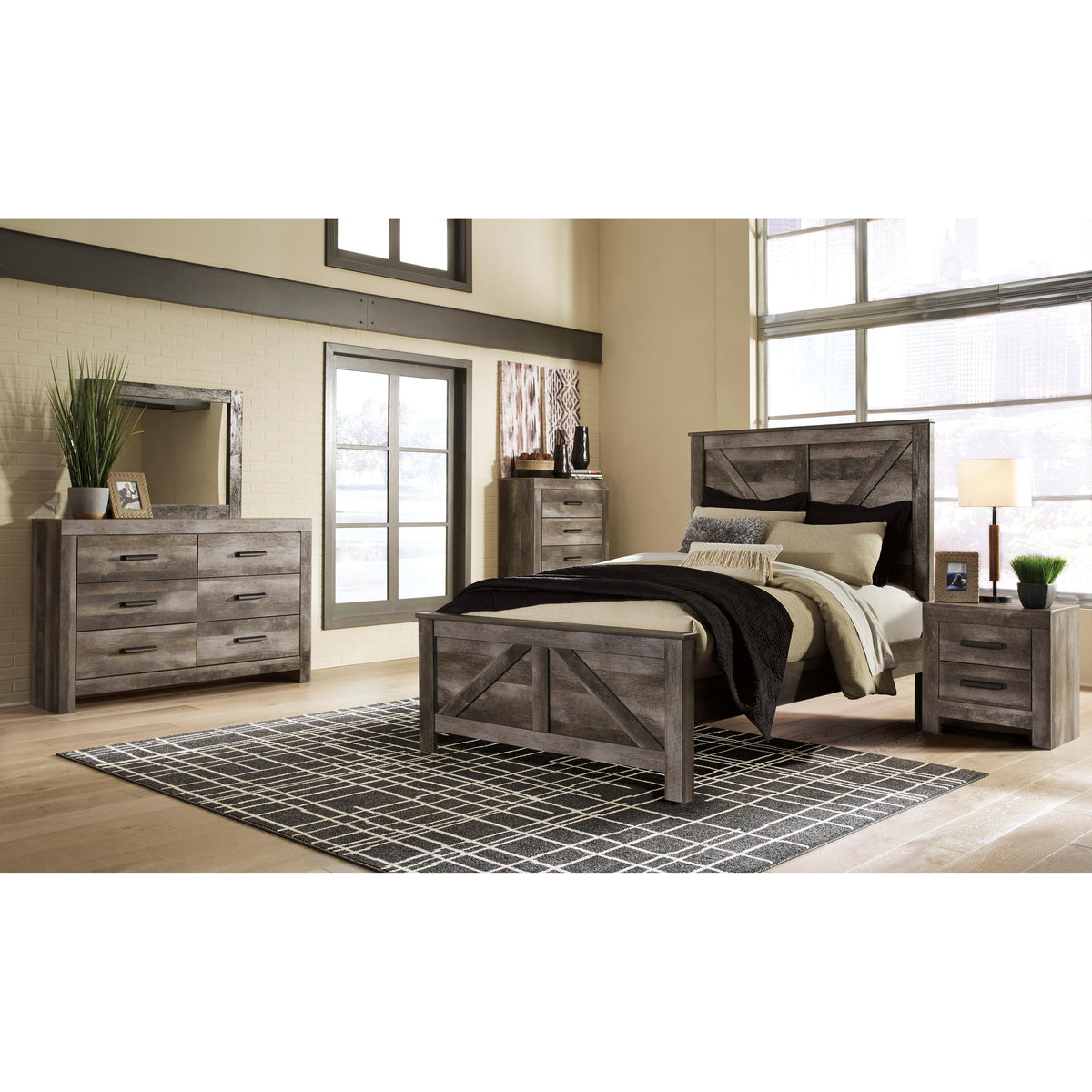 Kendall Black/Gold Upholstered Panel Bedroom Set – Luna