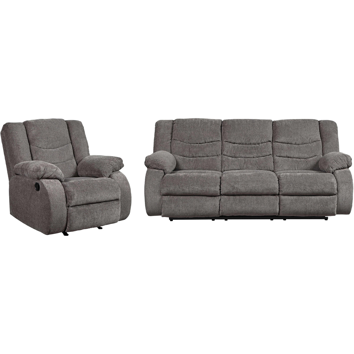 Ashley Furniture Tulen Grey Reclining Sofa Set Signature Design By