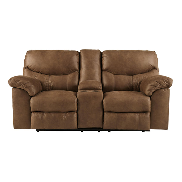  Signature Design by Ashley Boxberg Reclining Leather Look Loveseat with Console 3380294 IMAGE 1
