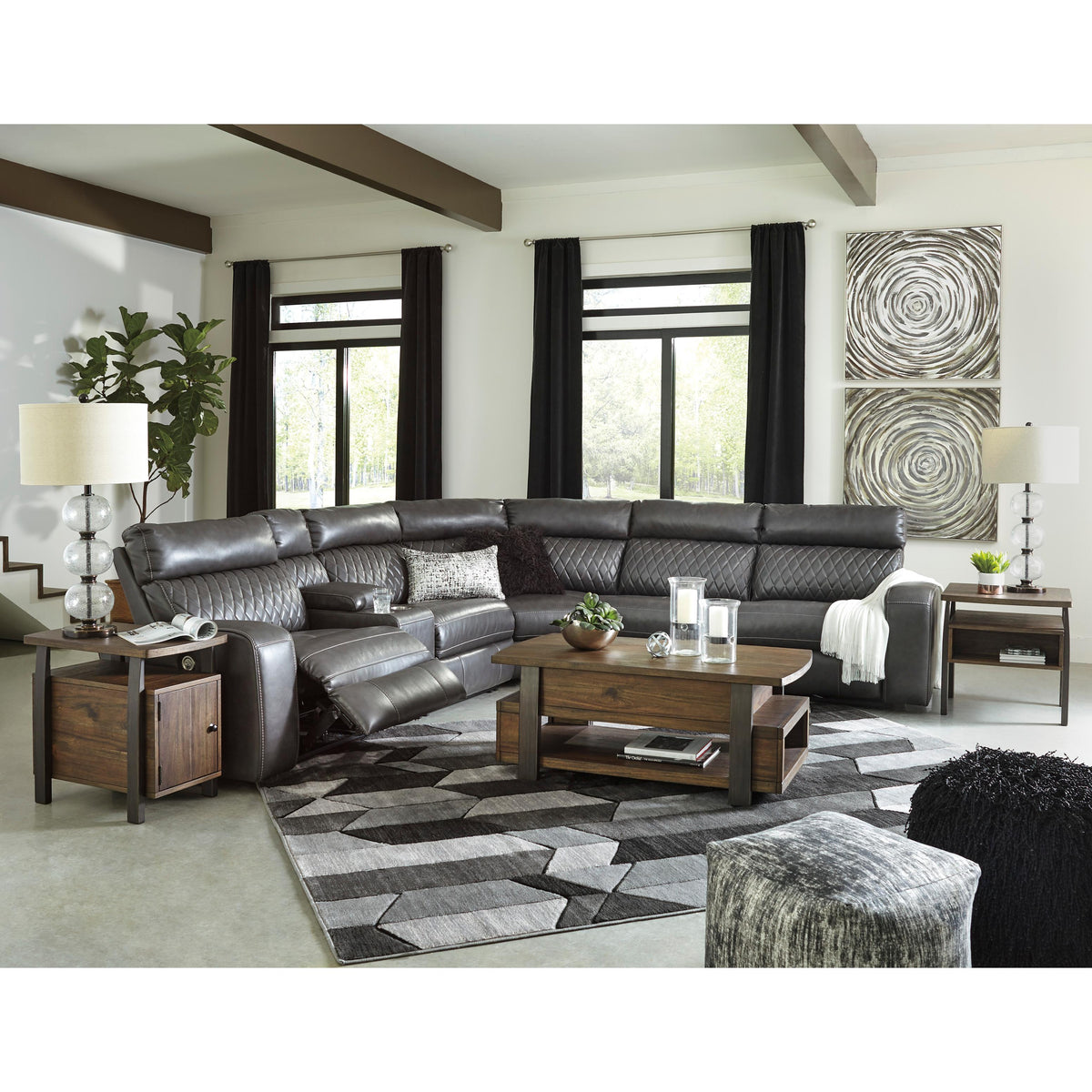 Signature Design by Ashley Samperstone Power Reclining Leather Look 6