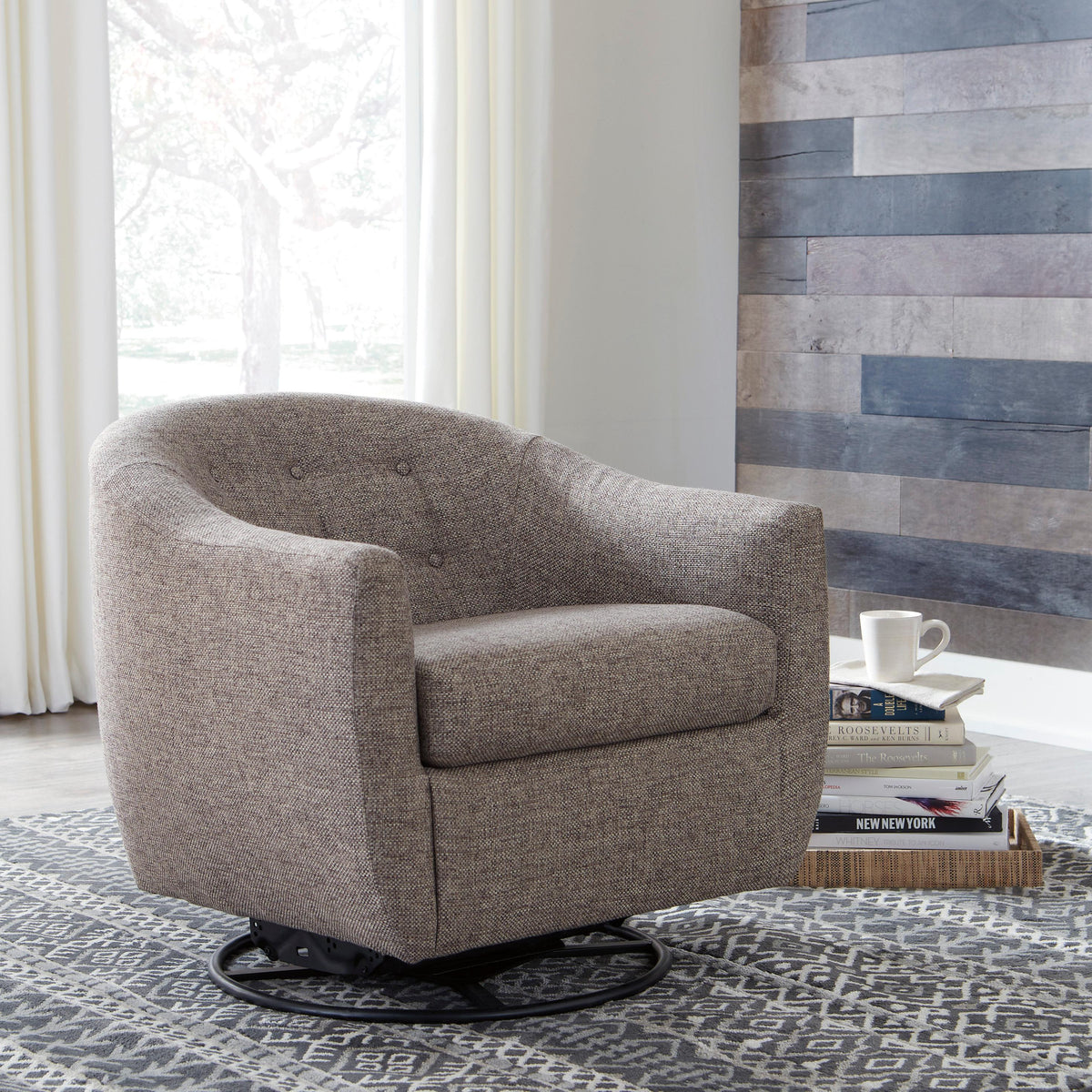 Signature Design by Ashley Upshur Swivel Glider Fabric Accent Chair A3