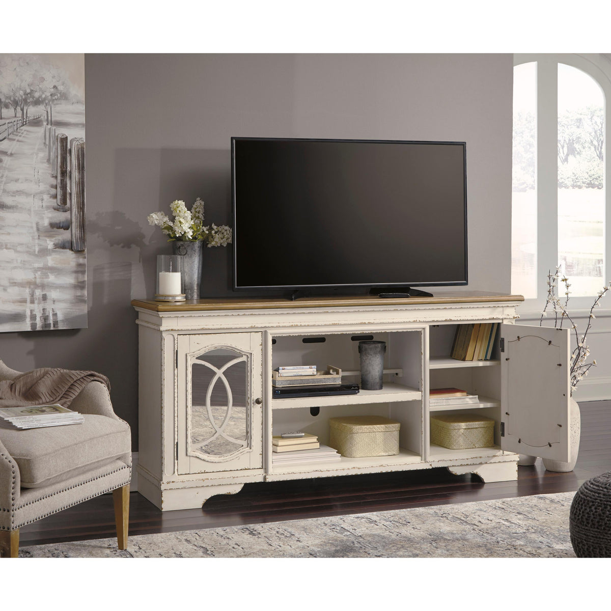 Signature Design by Ashley Realyn TV Stand with Cable Management W743-