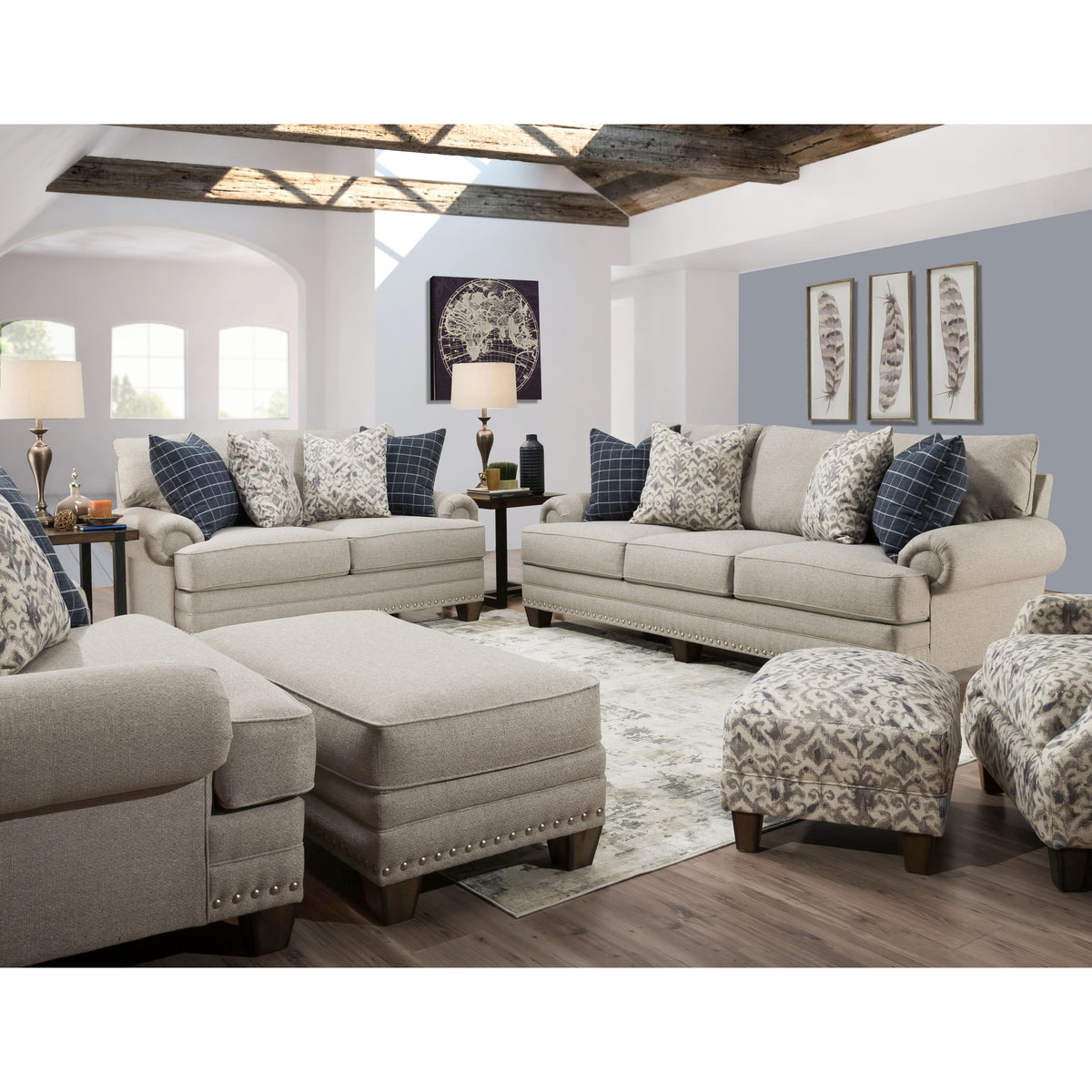 Franklin Fletcher Fabric Ottoman 91618 3905-07