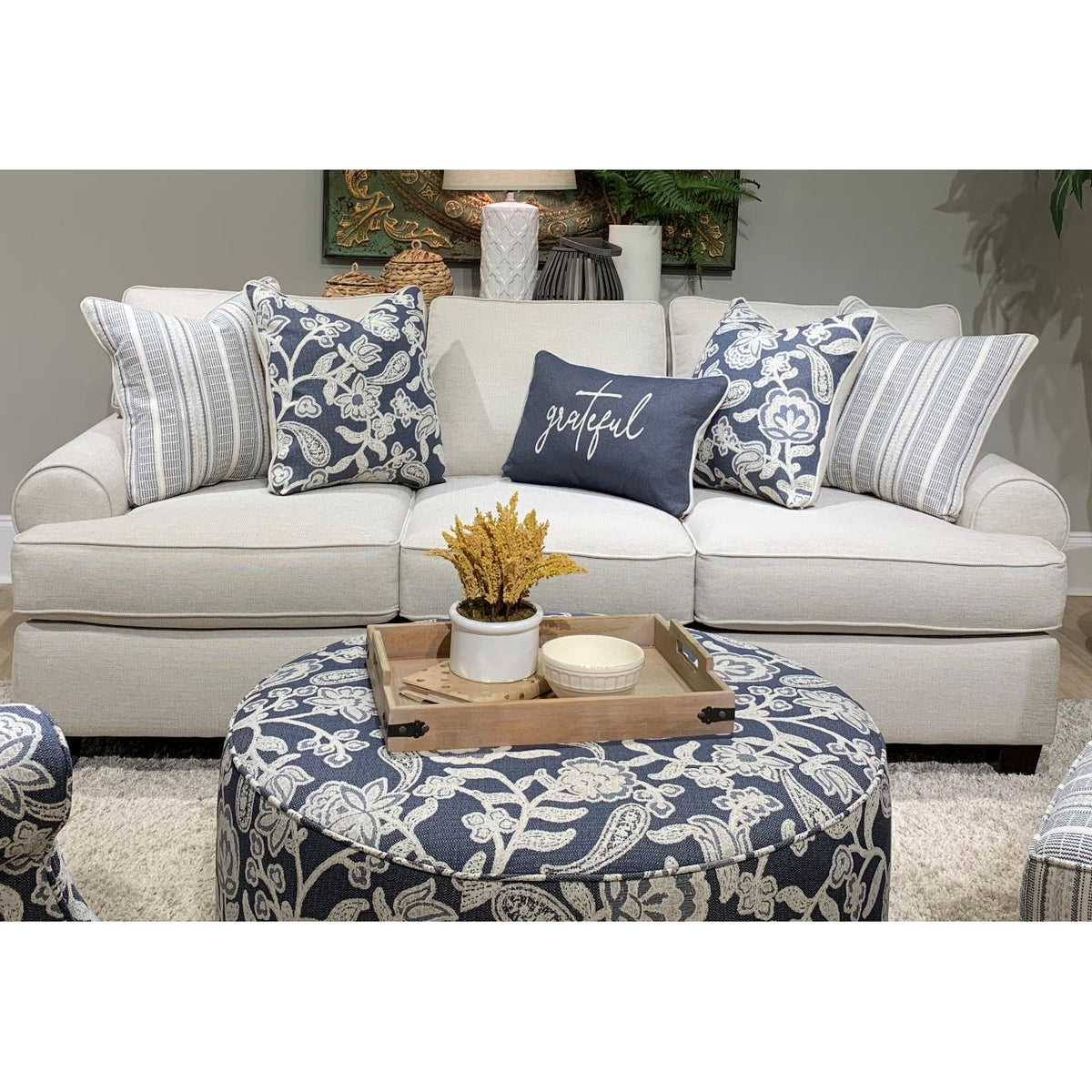 Fusion Furniture Fabric Ottoman 140 SOPHIE INDIGO