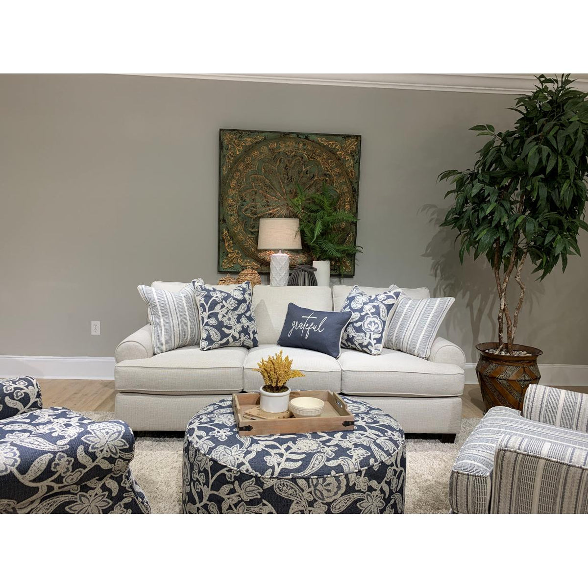Fusion Furniture Fabric Ottoman 140 SOPHIE INDIGO