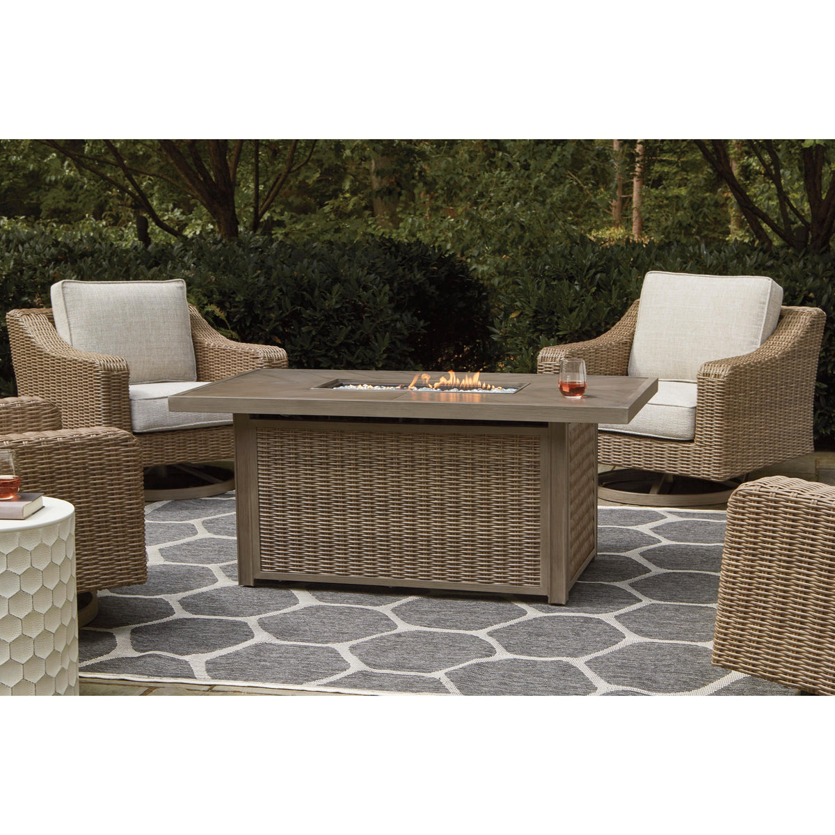Signature Design by Ashley Beachcroft P791-773 Rectangular Fire Pit Ta