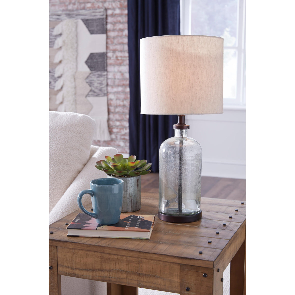Signature Design by Ashley Bandile L430674 Glass Table Lamp