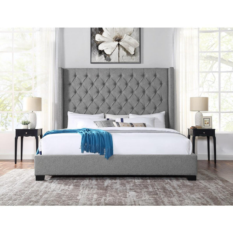 Homelegance Queen Upholstered Panel Bed SH229GRY-1 IMAGE 1