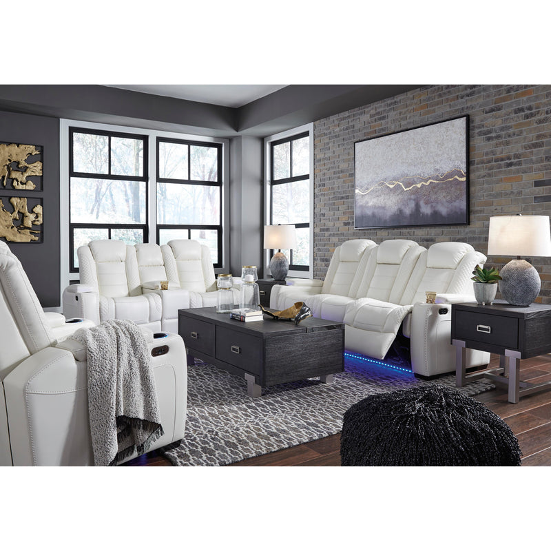 Signature Design by Ashley Party Time Power Reclining Leather Look Sofa 3700415 IMAGE 19