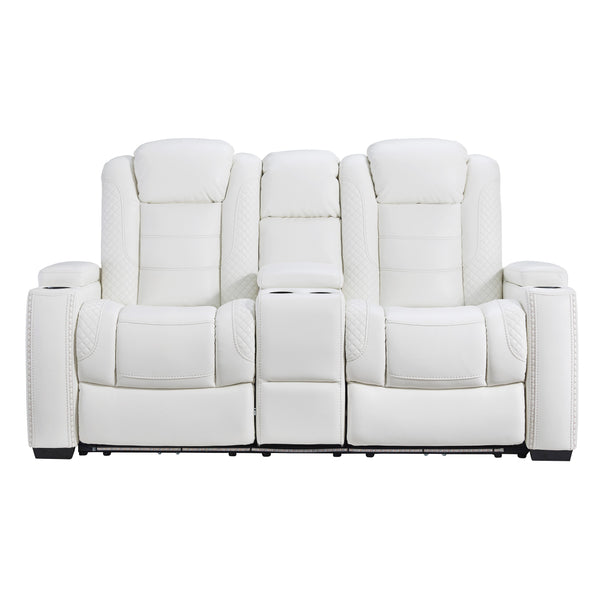 Signature Design by Ashley Party Time Power Reclining Leather Look Loveseat 3700418 IMAGE 1
