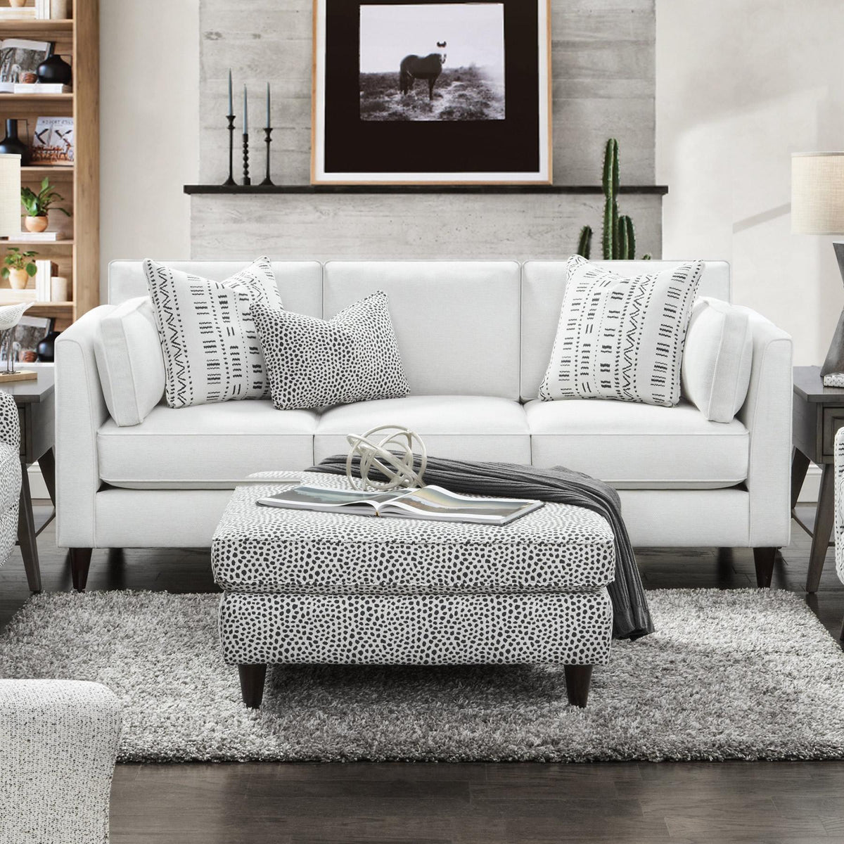 Fusion Furniture Stationary Fabric Sofa 17-00-KP WINSTON SALT
