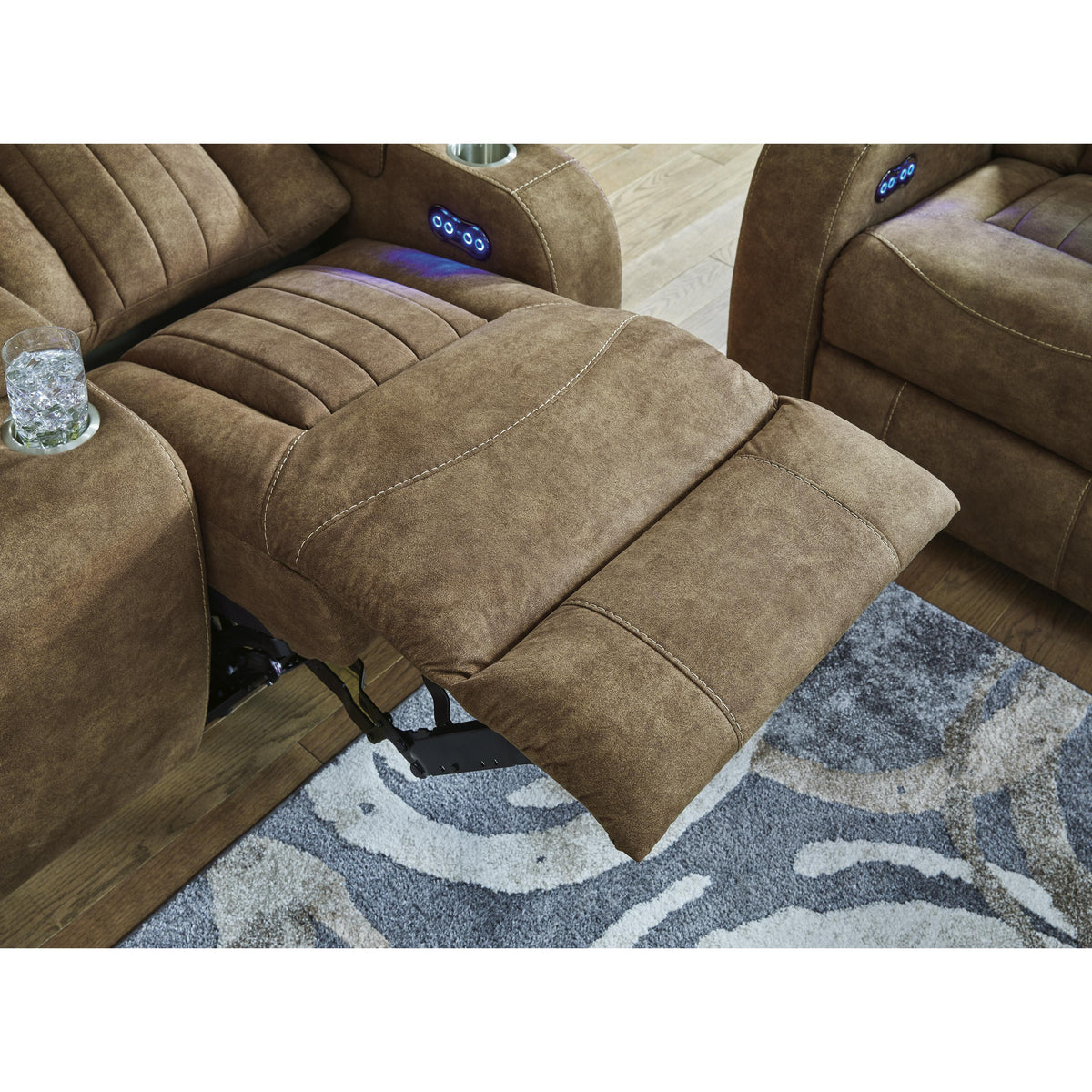 Signature Design by Ashley Wolfridge Power Reclining Leather Look Sofa