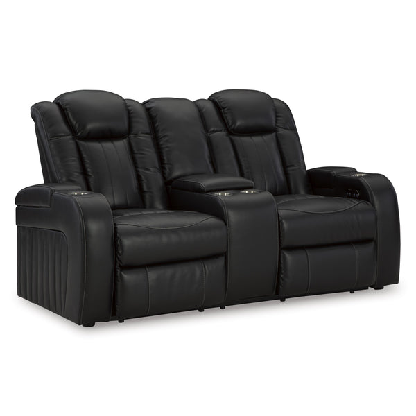 Signature Design by Ashley Caveman Den Power Reclining Leather Look So