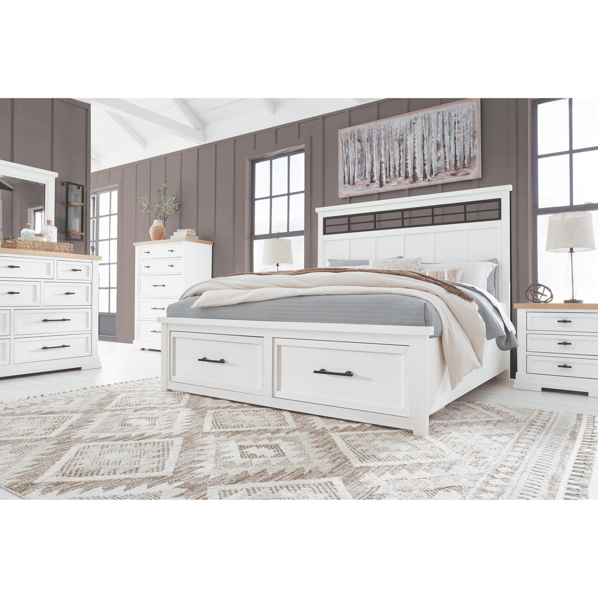 【BC②】 Benchcraft Ashbryn B844B5 California King Panel Storage Bed