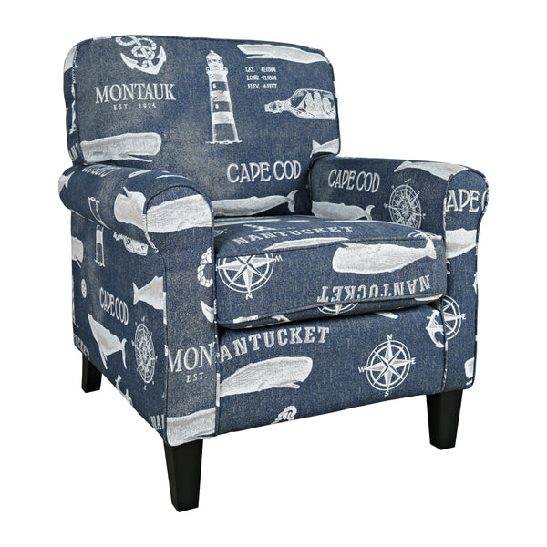 Jofran Seafarer Stationary Fabric Accent Chair SEAFARER-CH-NAVY IMAGE 1