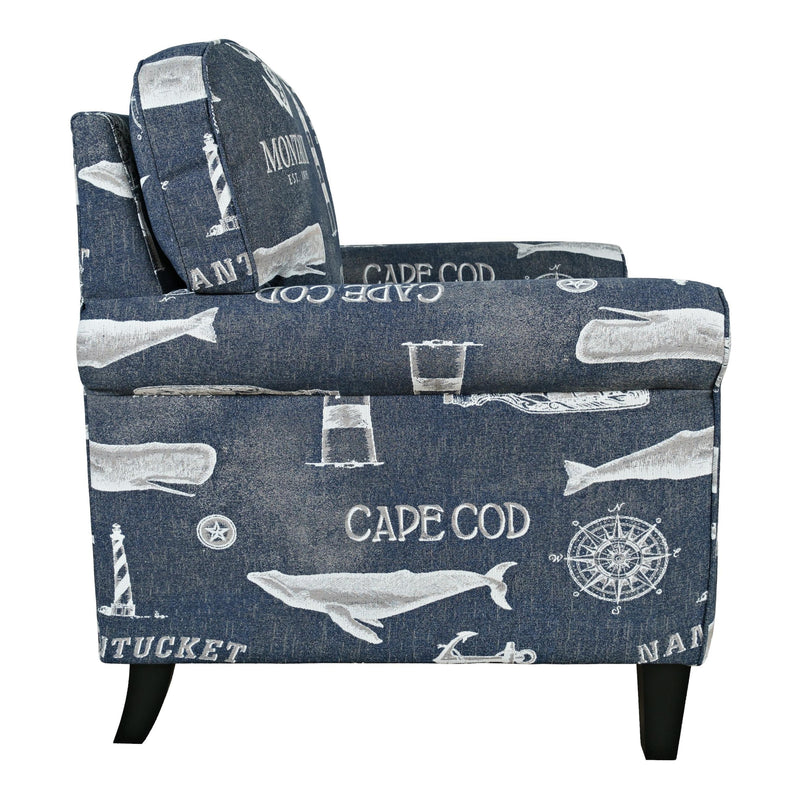 Jofran Seafarer Stationary Fabric Accent Chair SEAFARER-CH-NAVY IMAGE 3