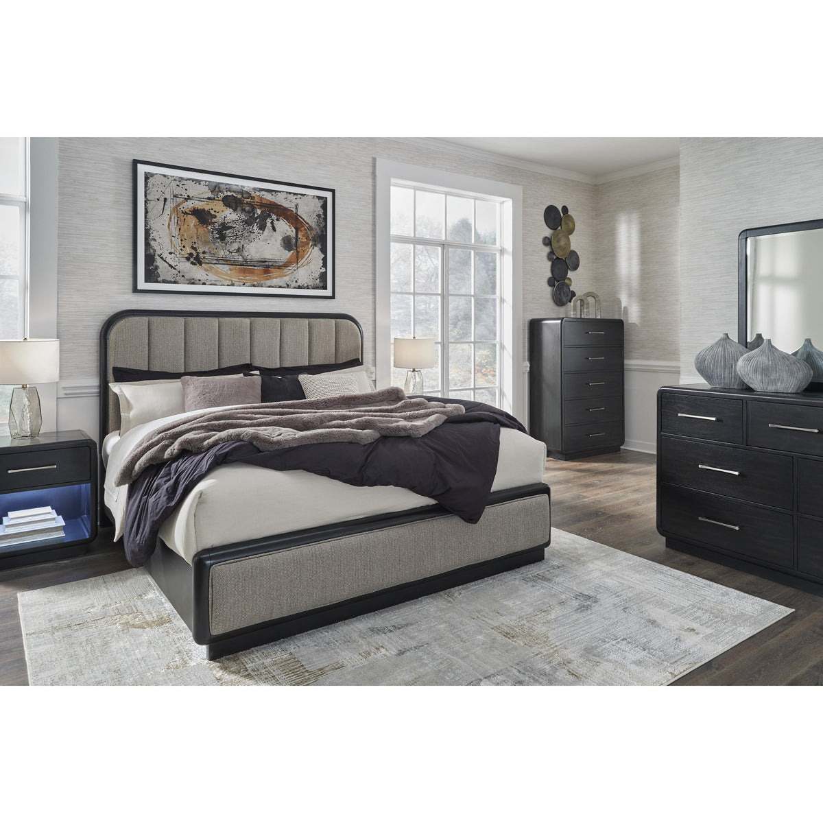 Signature Design by Ashley Rowanbeck B821B4 King Upholstered Panel Bed