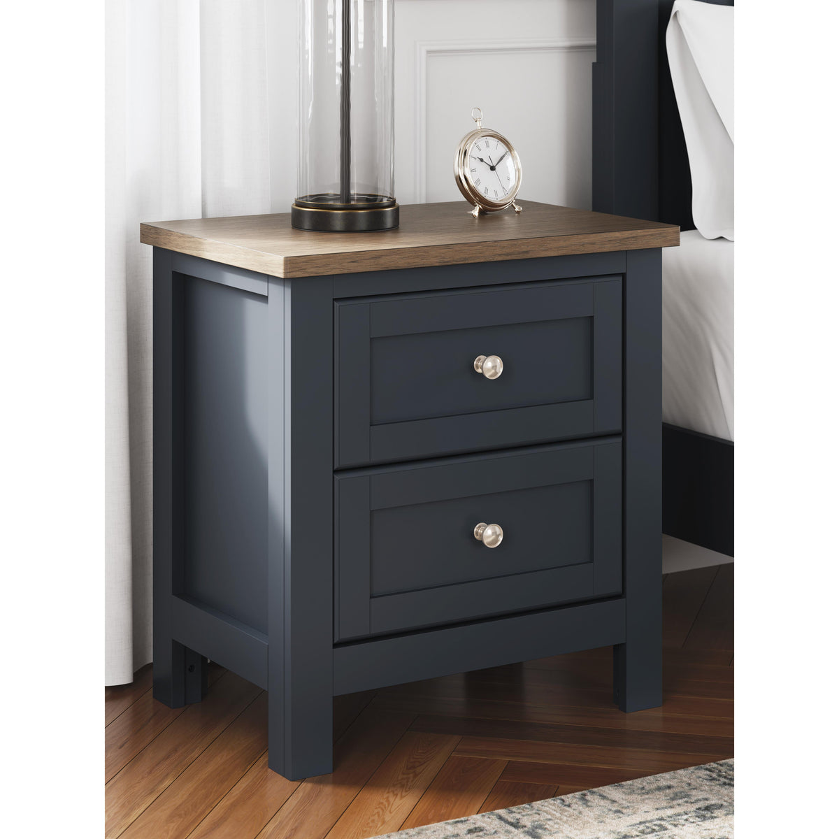 【blue gray】ブラック フレンチキャビネット Signature Design by Ashley Landocken B414-92 Two Drawer Night Stand