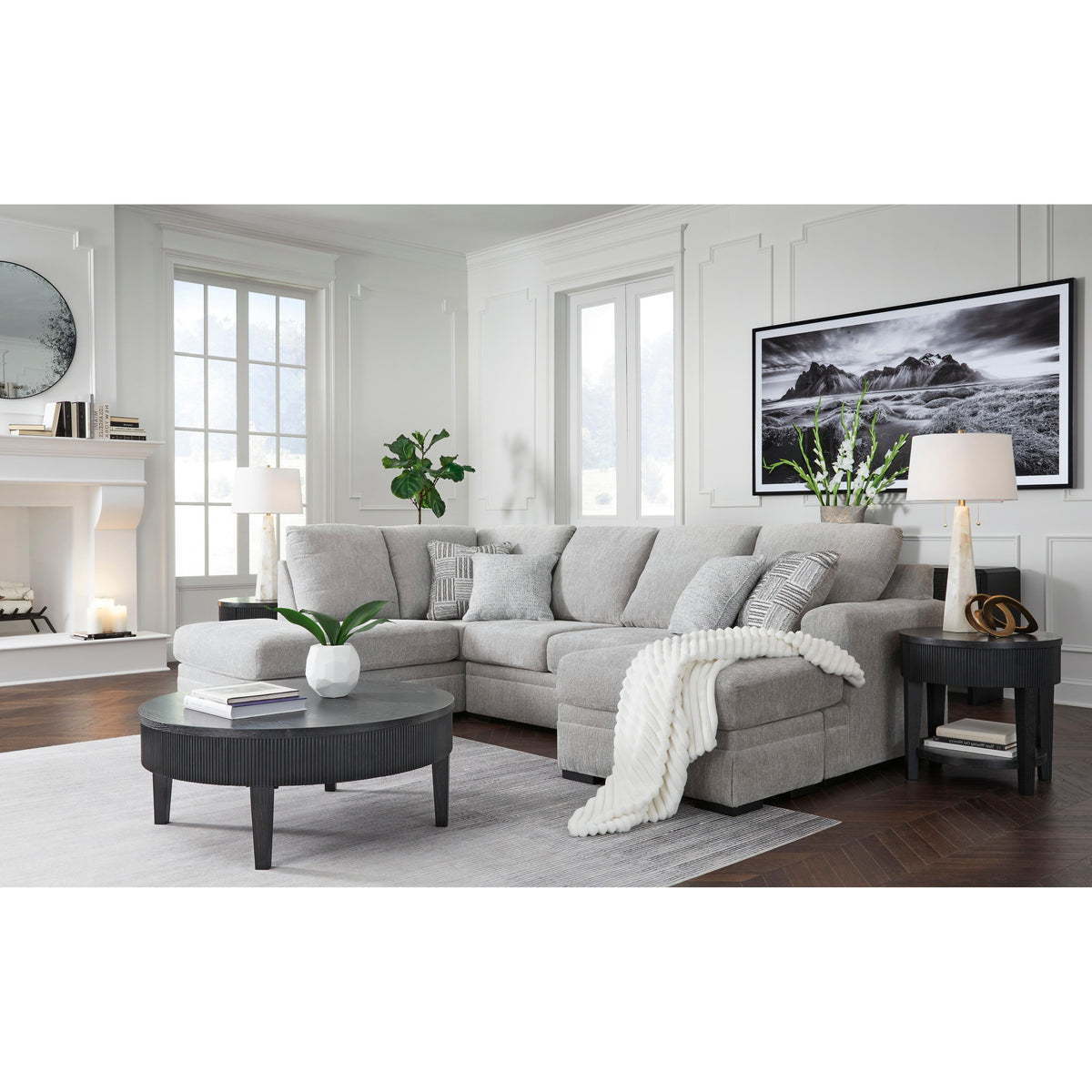 Moreau Street Gray Piece Sectional Couch With Chaise Lounge At