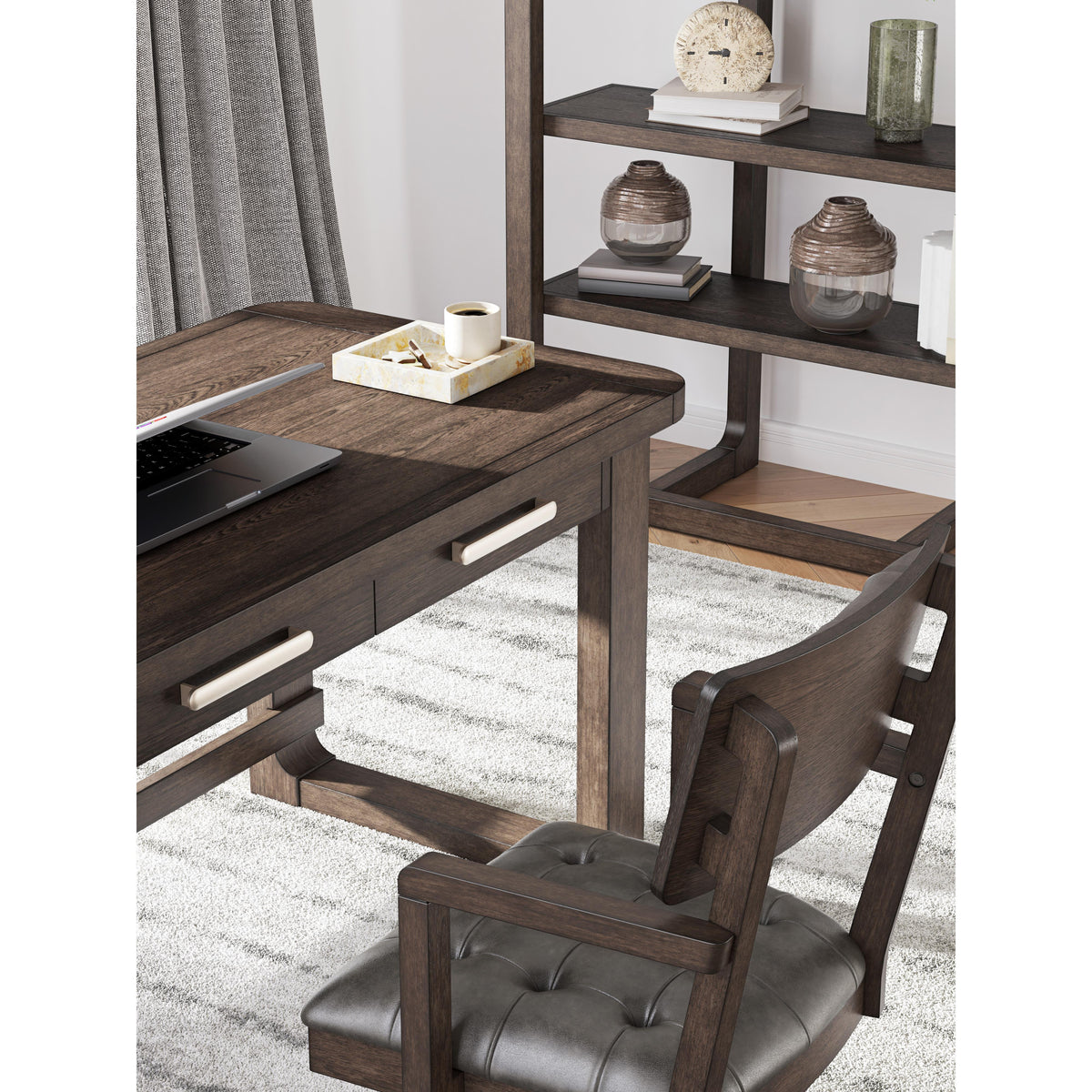 【6/5まで】アシュレイ パソコンデスク　両袖机　アシュレイファニチャー　書斎机 Signature Design by Ashley Breckington H556-70 Bookcase