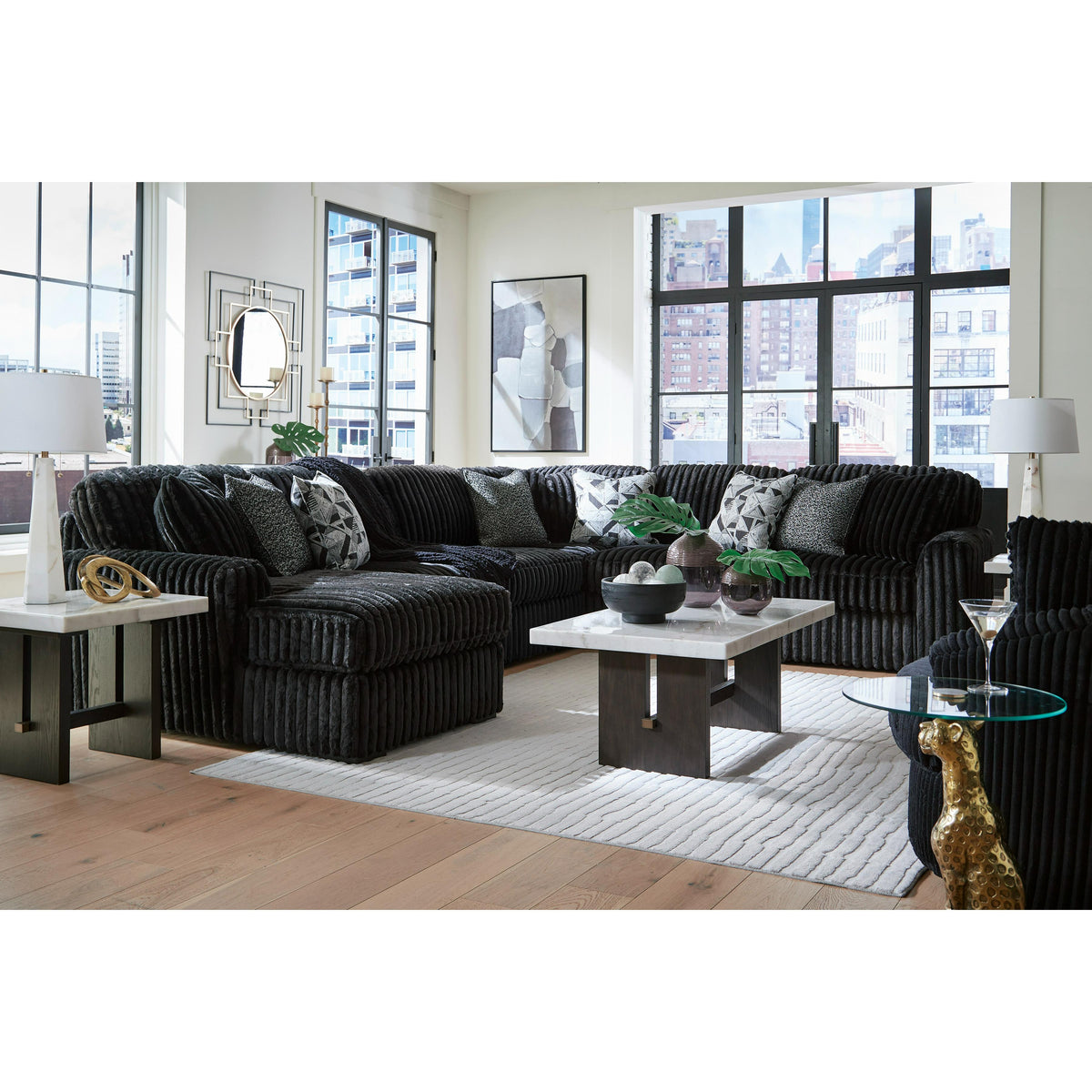 Signature Design by Ashley Midnight-Madness 98103S23 6 pc Sectional wi