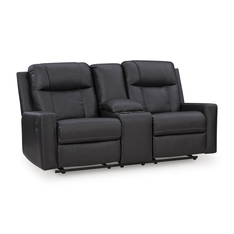 【ま～やん】助手席フラット【ブラックレザー】 Benchcraft Mackmenville Reclining Leather Look Loveseat with Console 7